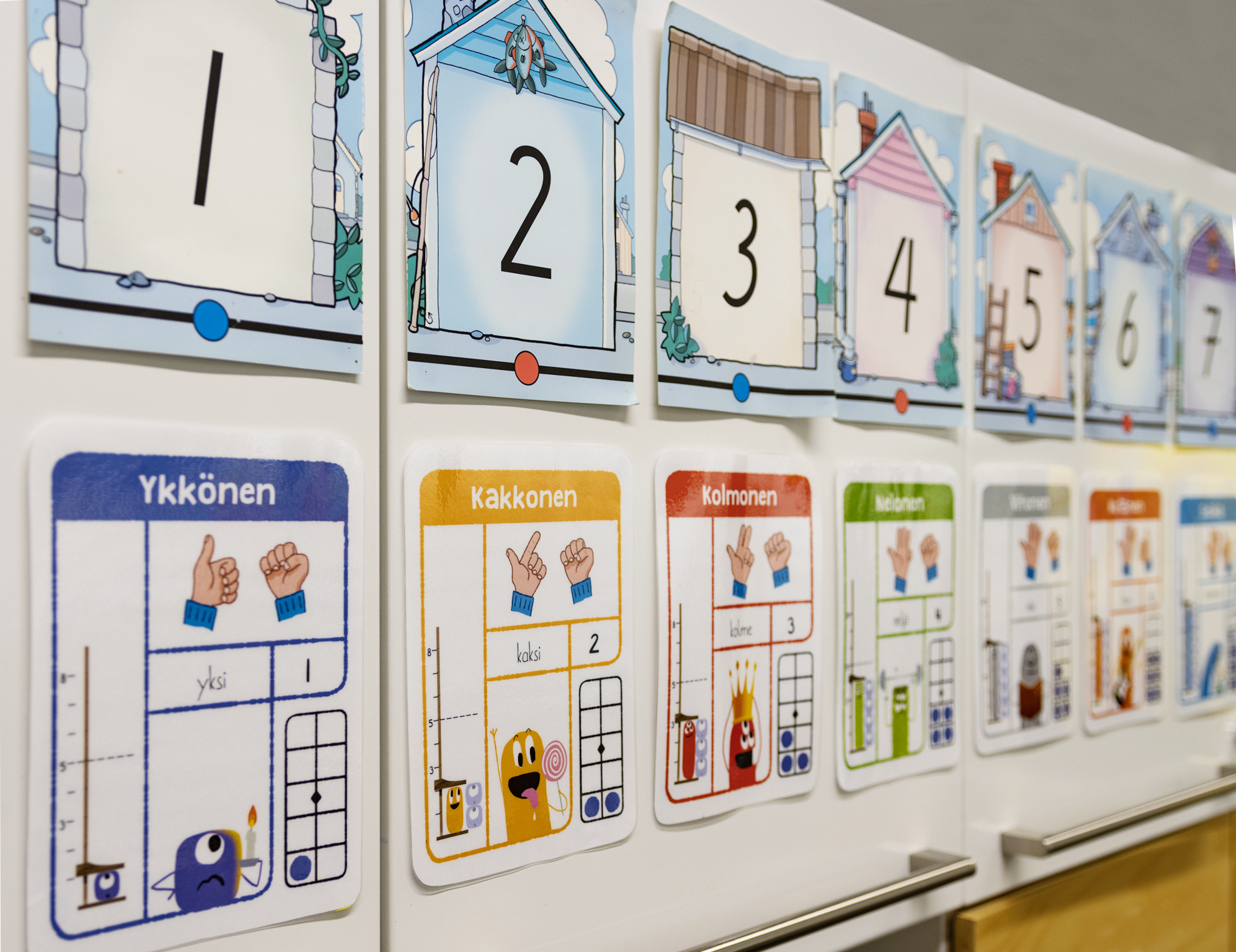 Kuvassa opetustauluja numeroista.